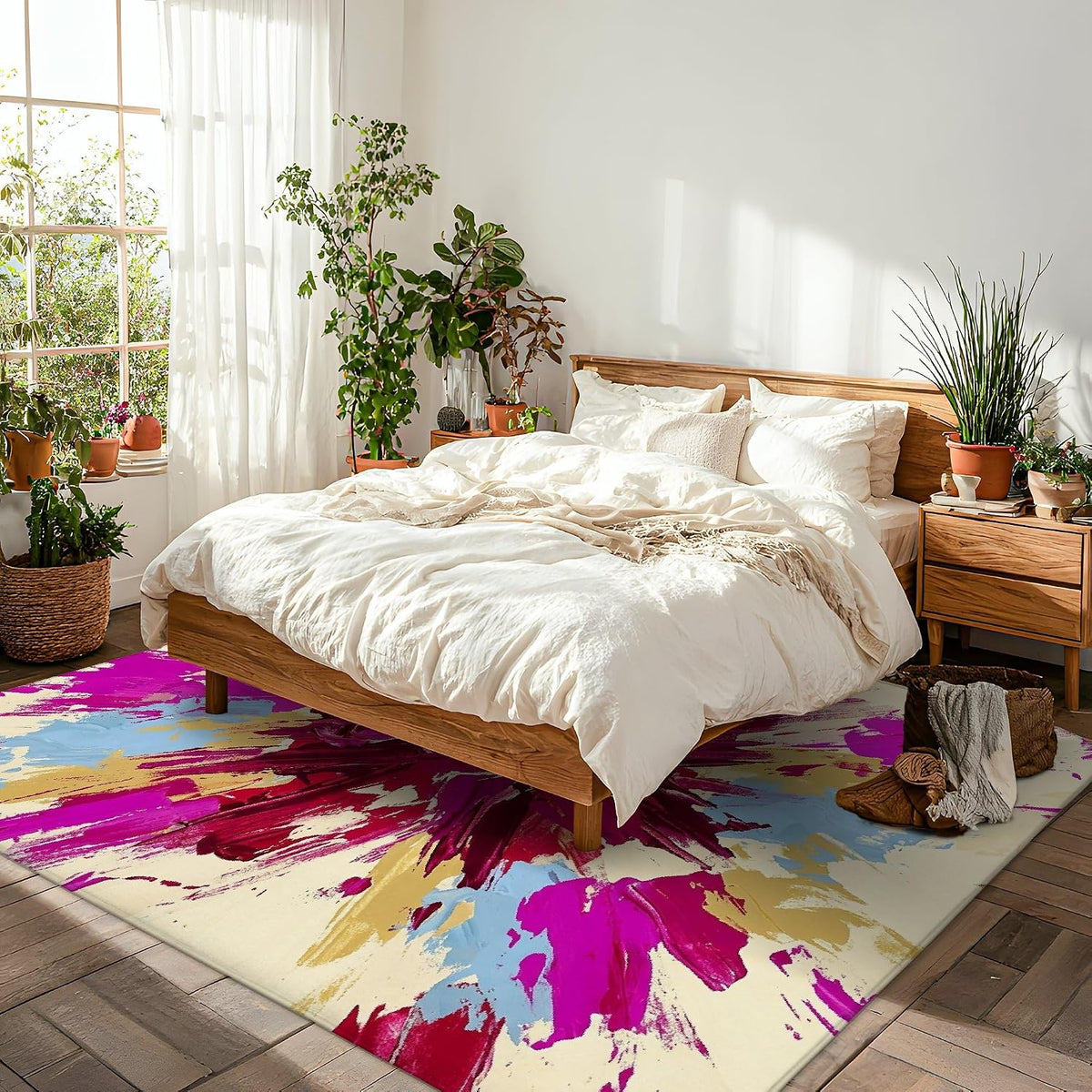 Explosion Area Rug, Modern Contemporary Brush Patterns Abstract None Peach Non-Slip Rectangle Floor Carpets Edge Binding Rugs for Living Room Bedroom Classroom College Dorm Decor 5' X 7'