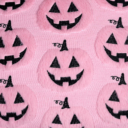 4TH Emotion Halloween Pumpkin Decorative Pillow Covers 18x18 Set of 2, Pink Soft Plush Faux Fur Farmhouse Throw Cushion Cases for Fall Autumn Holiday Home Decorations