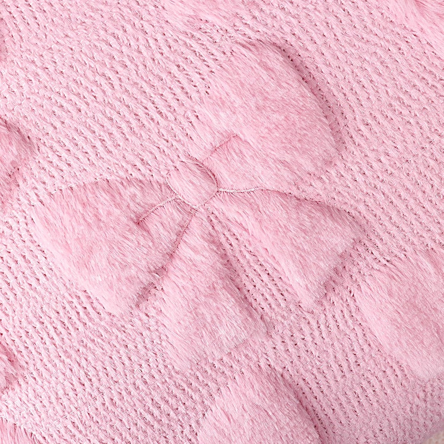 Yuubin Pink Bow Throw Pillow Covers 18x18in Set of 2,Christmas Coquette Soft Plush Faux Fur Pillow Case for Large Couch Sofa Home Room Indoor Outdoor Holiday Decorations