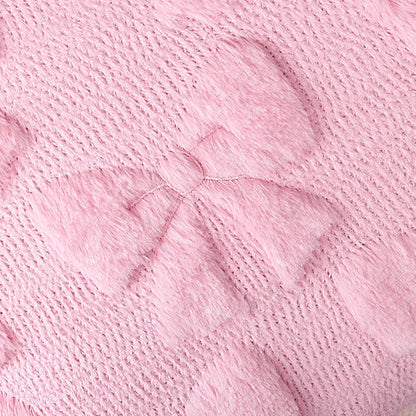 Yuubin Pink Bow Throw Pillow Covers 18x18in Set of 2,Christmas Coquette Soft Plush Faux Fur Pillow Case for Large Couch Sofa Home Room Indoor Outdoor Holiday Decorations