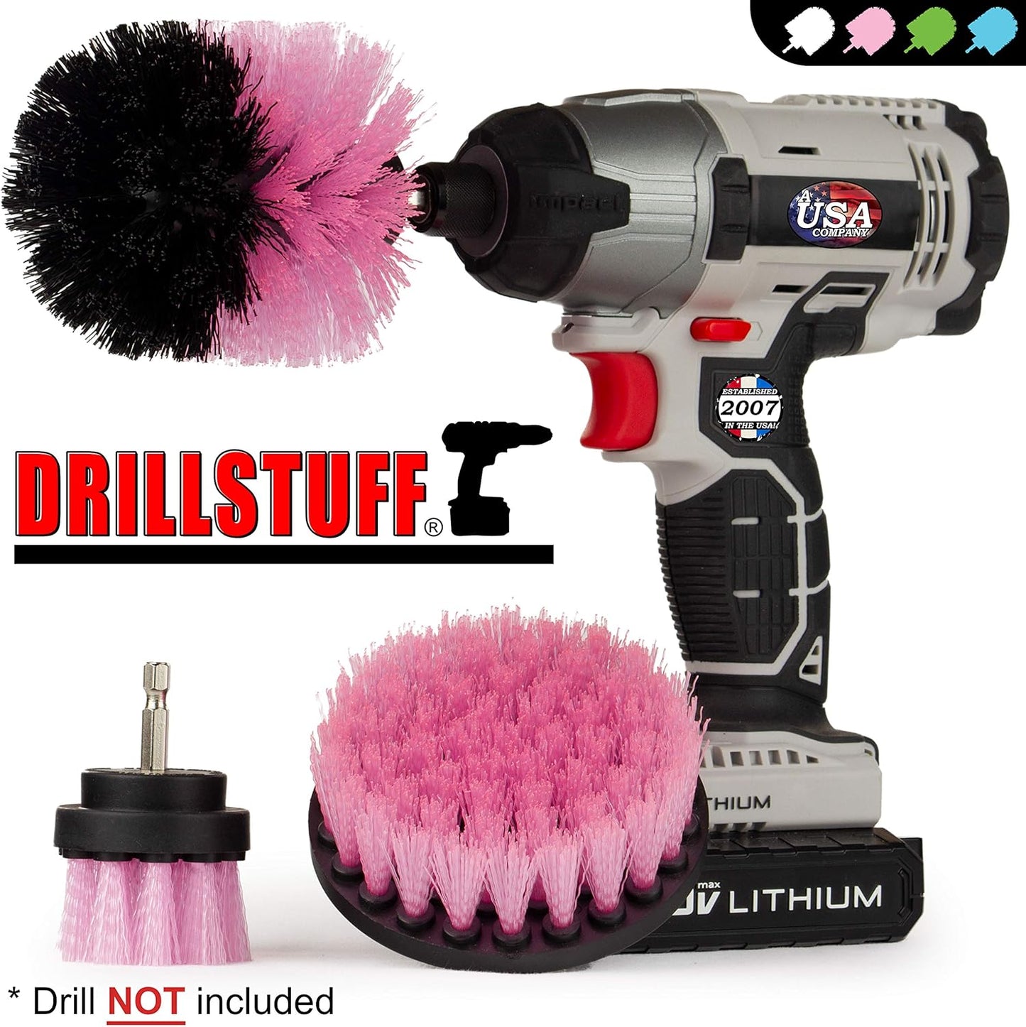 Cleaning Supplies - Bathroom Accessories - Drill Brush - Shower Cleaner - Tile Scrubber - Bathtub Scrub Brush - Bath Mat - Sink - Shower Door - Grout Cleaner Brush - Flooring - Porcelain - Fiberglass