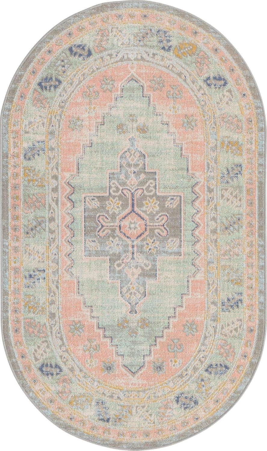 Unique Loom Whitney Collection Area Rug - Geneva (3' 3" x 5' 3" Oval, Pink/ Blue)