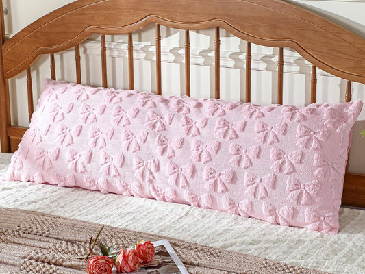 SmoothNovelty Pink Bow Body Pillow Cover 20 x 54 Inches Coquette Long Body Pillowcase with Zipper Closure Coquette Room Decor Cute Faux Fur Soft Aesthetic Pillow Covers for Bed Sofa Couch