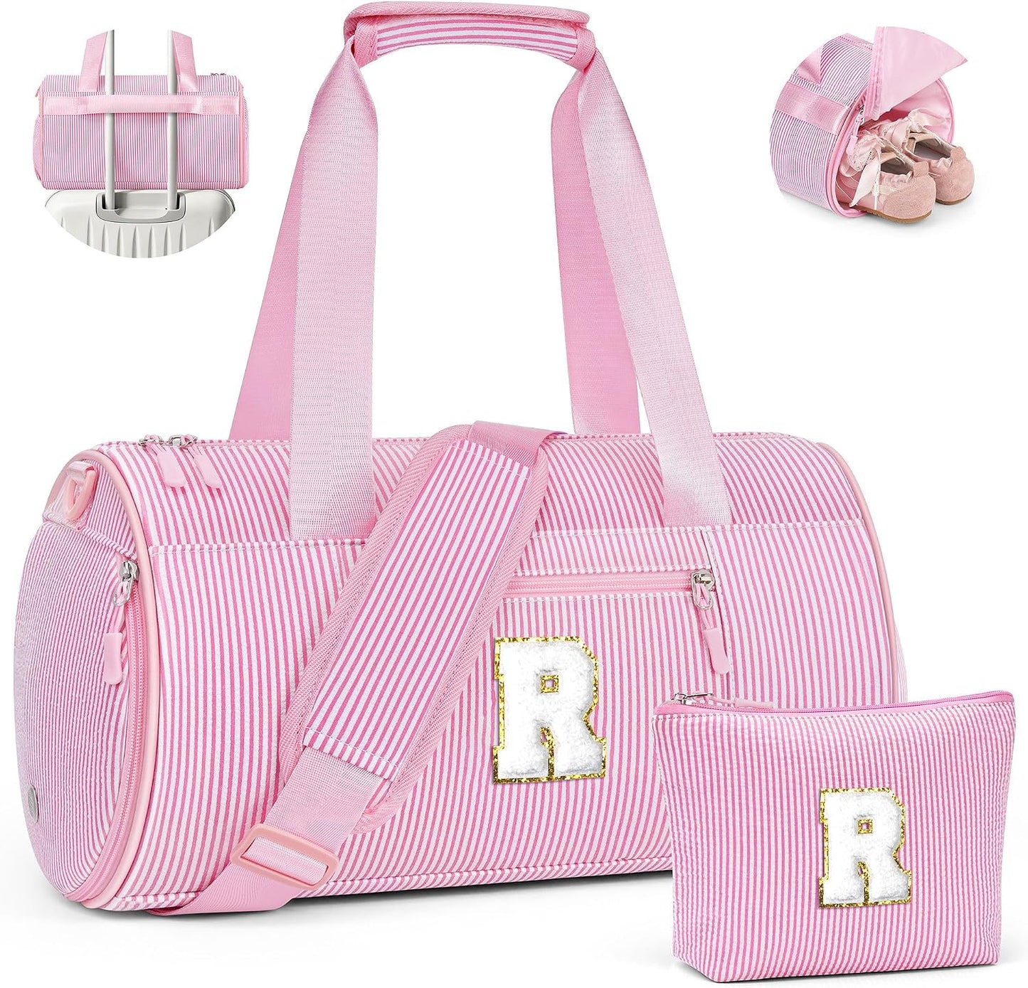 YOOLIFE Dance Bag for Girls Kids - Travel Duffle Bag Dance Bags for Teen Girls Kids | 5 6 7 8 9 10 11 12 Year Old Girl Birthday Gift, Birthday Gifts for Girl Kid Pink Gym Bags (Pink R)