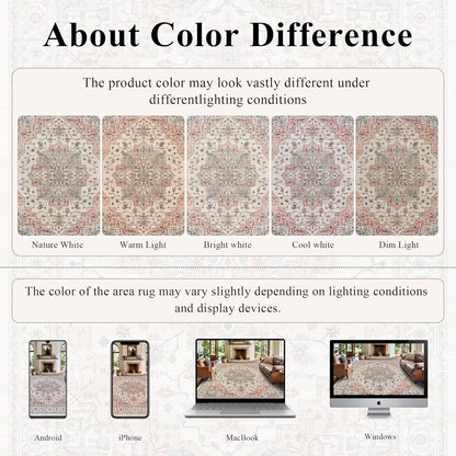 9x12 Large Area Rugs for Living Room Ultra-Soft Washable Rug Vintage Distressed Non-Slip Low Pile Stain Resistant Carpet for Bedroom Dining Room Kitchen Office
