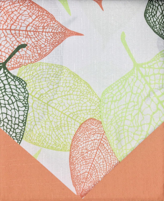 Better Home 2-Piece Fabric Topper Set, 70" Round Tablecloth Solid Color, 35"x35" Square Decorative Topper, Leaves ~ Peach
