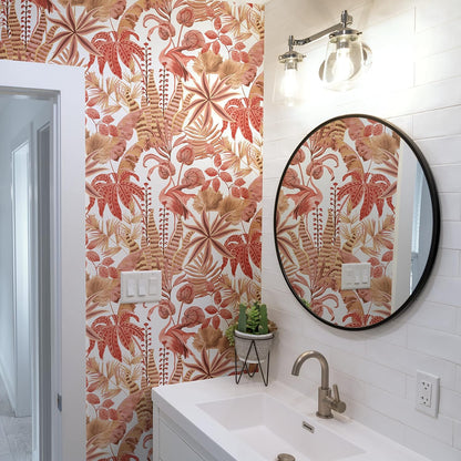 Tempaper Pink Flamingo Daydream Removable Peel and Stick Wallpaper, 20.5 in X 16.5 ft, Made in The USA