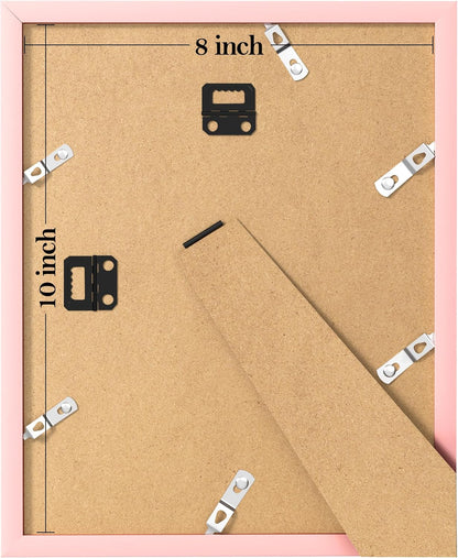 eletecpro 8x10 Picture Frame, Display Picture 5x7 with Mat or 8x10 without Mat, Colorful Picture Frame Made of Engineered Wood and Acrylic for Wall or Tabletop Display, Pink, 1 Pack