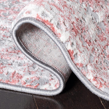 SAFAVIEH Meadow Collection Area Rug - 3' Round, Grey & Pink, Modern Abstract Design, Non-Shedding & Easy Care, Ideal for High Traffic Areas in Living Room, Bedroom (MDW583H)
