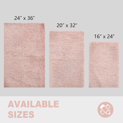 CozeCube Upgraded Shaggy Bath mat for Bathroom Non Slip 36" X 24", Super Soft Quick Dry Bath Rugs, Fluffy Plush Bathroom Rugs Machine Washable, Dusty Pink