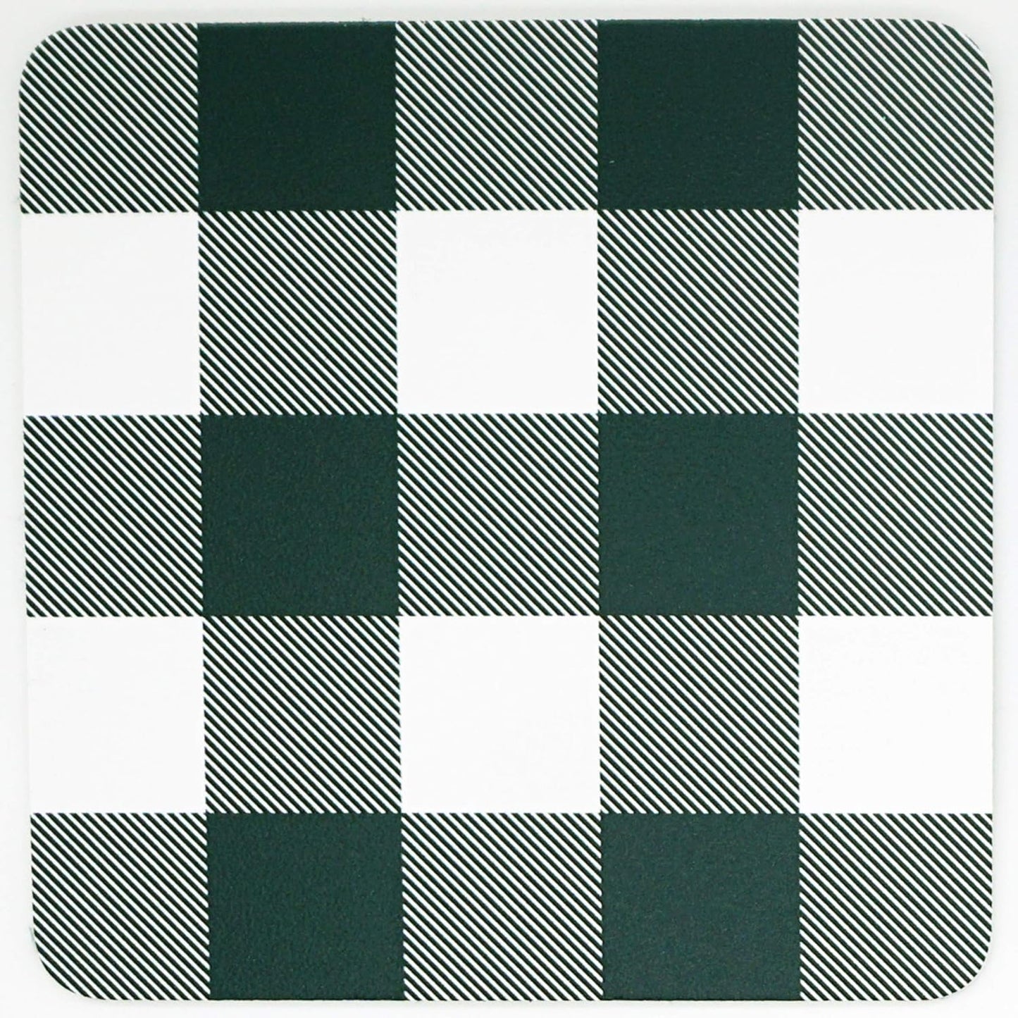 Set Of Four Coasters, Rustic Buffalo Check Plaid Pattern with Cork Base, Made in the USA by Blinggasm (Light Pink)