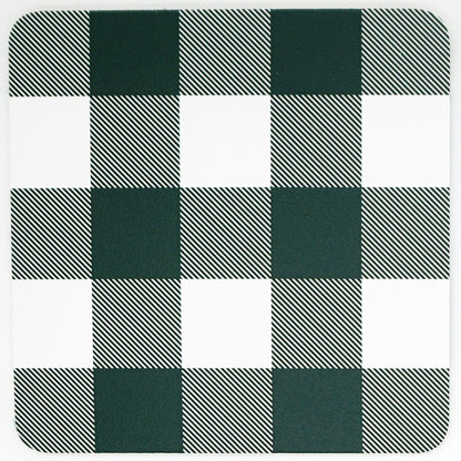 Set Of Four Coasters, Rustic Buffalo Check Plaid Pattern with Cork Base, Made in the USA by Blinggasm (Light Pink)