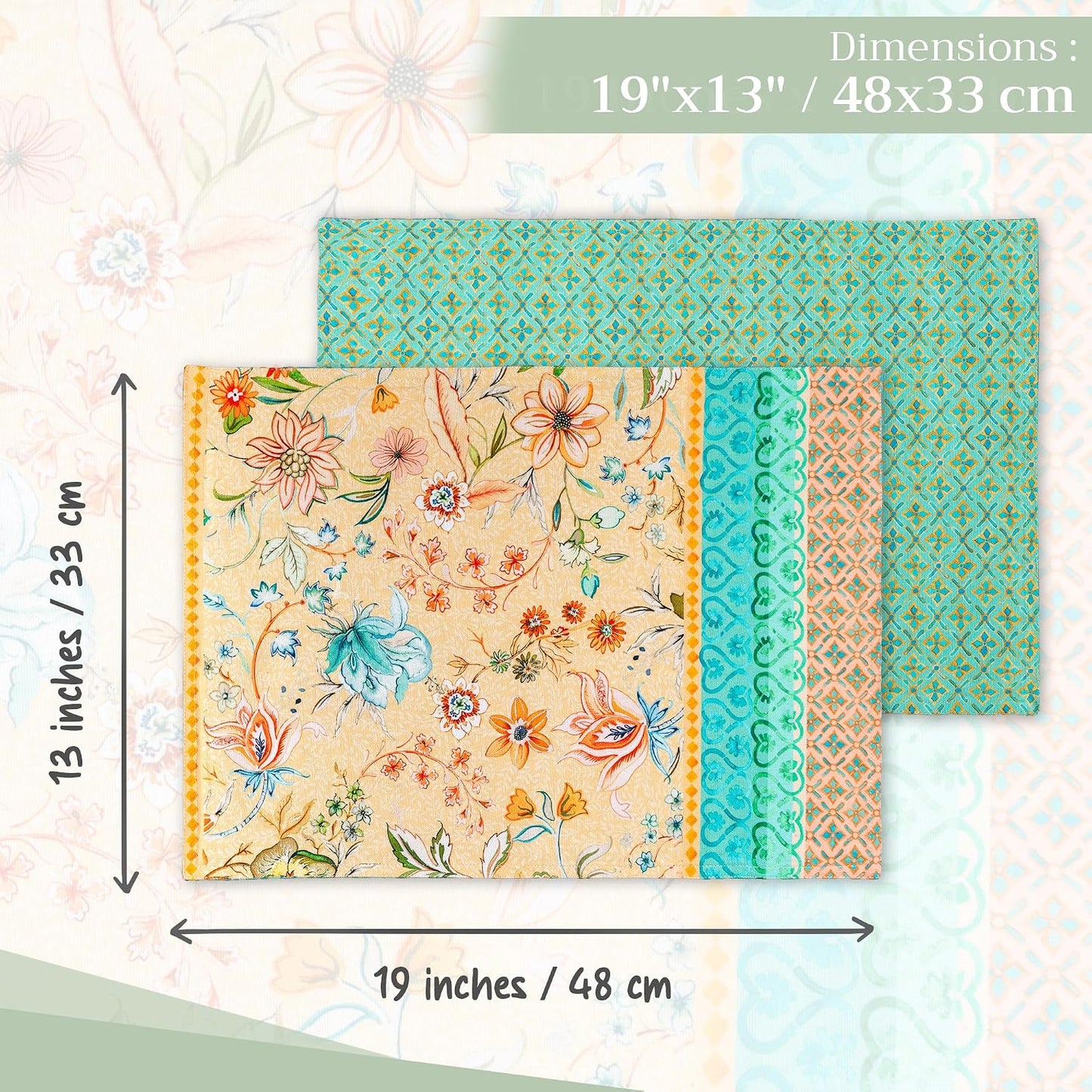 Maison d' Hermine Placemats Set of 4 100% Cotton Washable Cloth Place Mats Reusable Table Mats for Kitchen Dining Party Wedding Hotel Home Restaurant Spring Summer(Luxury Loft - Peach, 13" x 19")