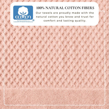 Great Bay Home Bath Towels - 100% Cotton 4 Pack 54x27 Bath Towel Set - Absorbent, Durable, Quick-Dry Towels for Bathroom (Pink)