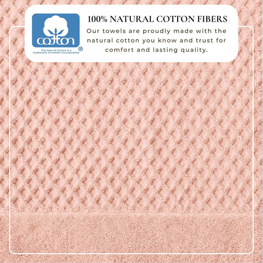 Great Bay Home Bath Towels - 100% Cotton 4 Pack 54x27 Bath Towel Set - Absorbent, Durable, Quick-Dry Towels for Bathroom (Pink)