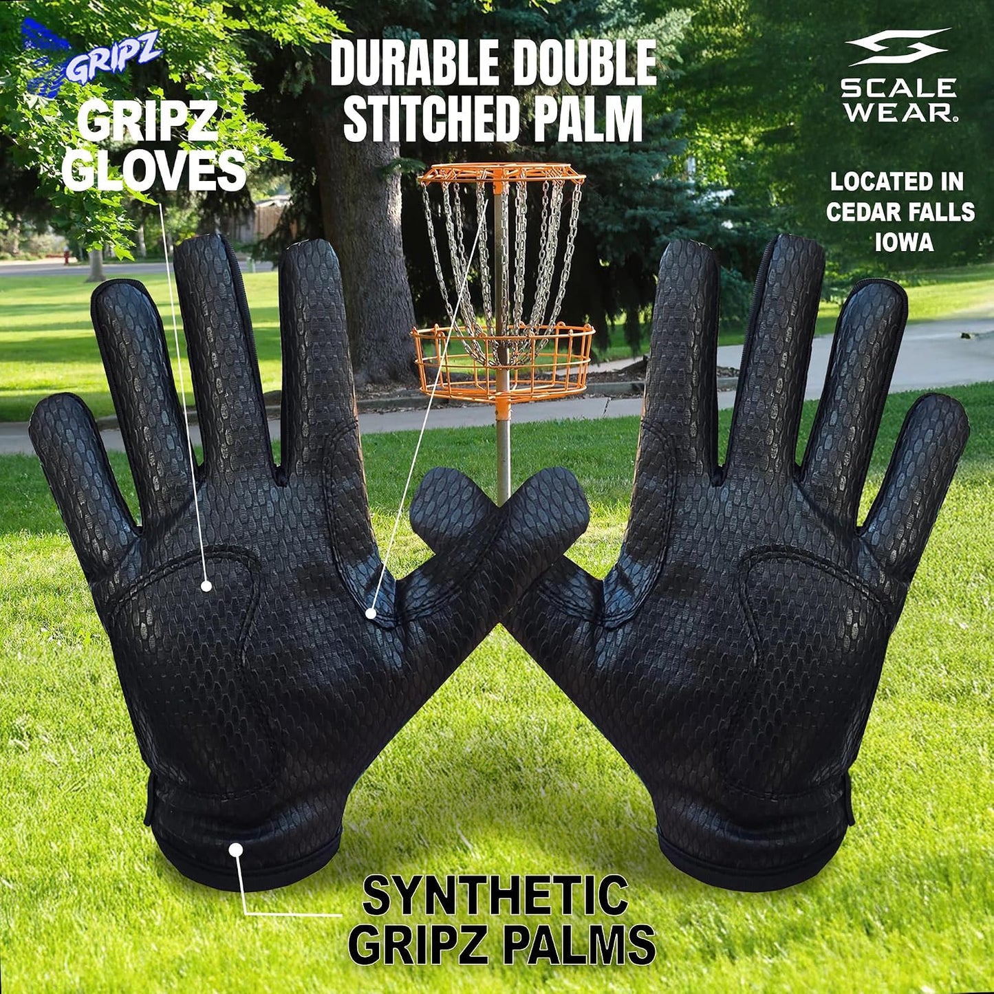 Disc Golf Gloves Ultimate Frisbee - Gripz Grip Palm Friction Fingers Lightweight Breathable Light Men Adult Premium Enhance Non-Slip Pair Leather Stretch Warm