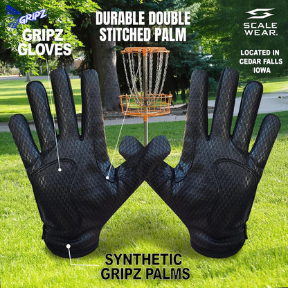 Disc Golf Gloves Ultimate Frisbee - Gripz Grip Palm Friction Fingers Lightweight Breathable Light Men Adult Premium Enhance Non-Slip Pair Leather Stretch Warm