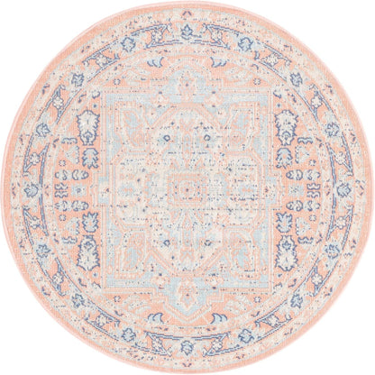 Unique Loom Whitney Collection Area Rug - Milano (3' 3" Round, Powder Pink/ Blue)