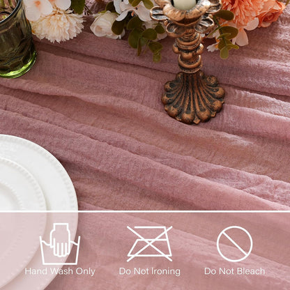 2Pcs Cheesecloth Table Runner Blush Pink 10FT Boho Gauze Cheese Cloth Table Runners 120 Inches Long Rustic Sheer for Centerpiece Home Party Christmas Wedding Baby Shower Spring Easter Decor