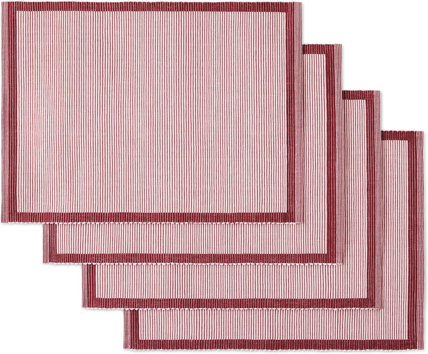 Kate Spade New York Garden Party Reversible 100% Cotton Placemats 4-Pack Set, Woven Ribbed Design, Pink/Rose Pink, 14"x19"