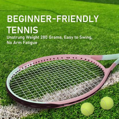 OGEENIER 27" Tennis Racket for Adults, Lightweight Aluminum Frame | 27 Inch, Complete Starter Set with Balls, Grip, and Bag, 280G, 103 SQ. IN., Pre-strung, Beginner-Friendly, Easy to Swing