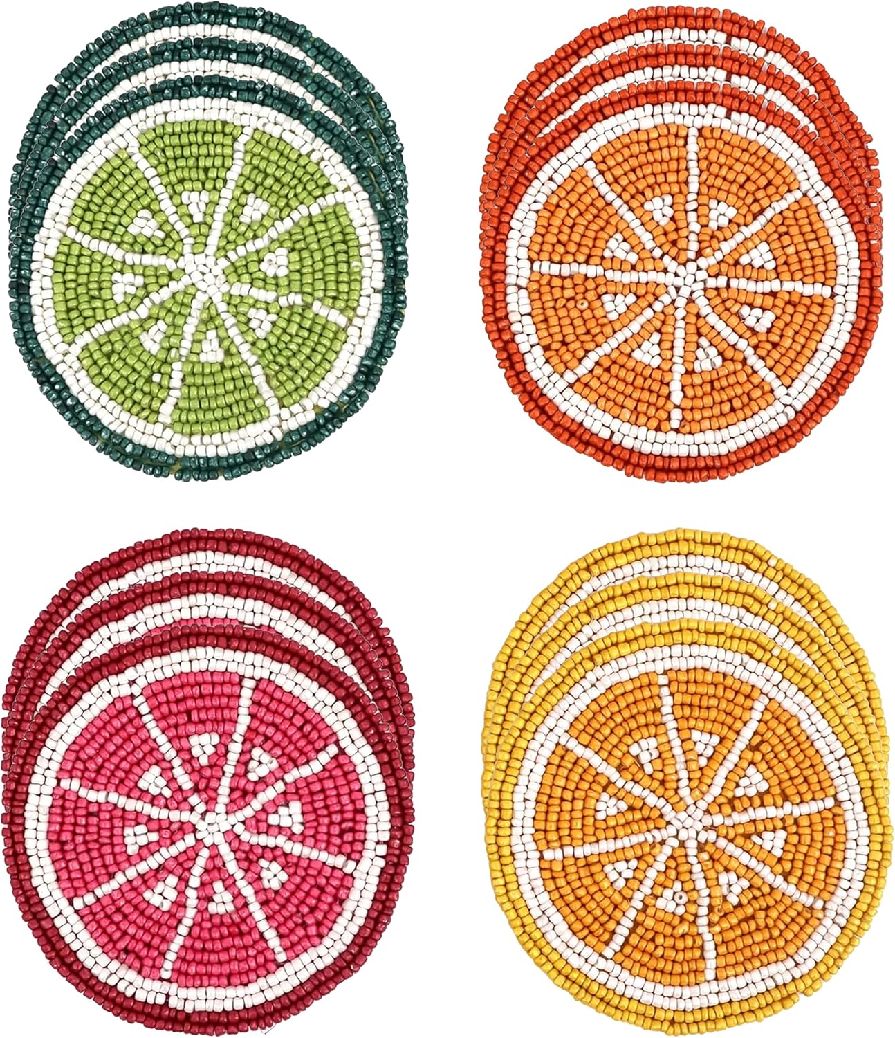 Glass Beads Coasters for Drinks - 12 Pcs Round 4 inch Drink Coaster Thick Absorbent Heat-Resistan - Used for Cold Hot Beverages Glasses Mugs Cups Plants Apartment Decor Bar Table - ALPHA Living HOME