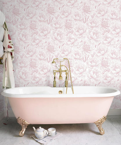 Guvana 17.3in×118in Floral Peel and Stick Wallpaper Boho Contact Paper Pink and White Wall Paper Modern Removable Wallpaper for Bedroom Bathroom Nursery Mural Wall Self Adhesive Waterproof Vinyl Roll