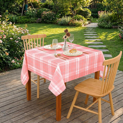 Hiasan Pink Square Gingham Tablecloth 54 x 54 Inch, Waterproof Checkered Tablecloth, Wrinkle Resistant Washable Wipeable Table Covers for Dinner Kitchen Picnic Wedding Party