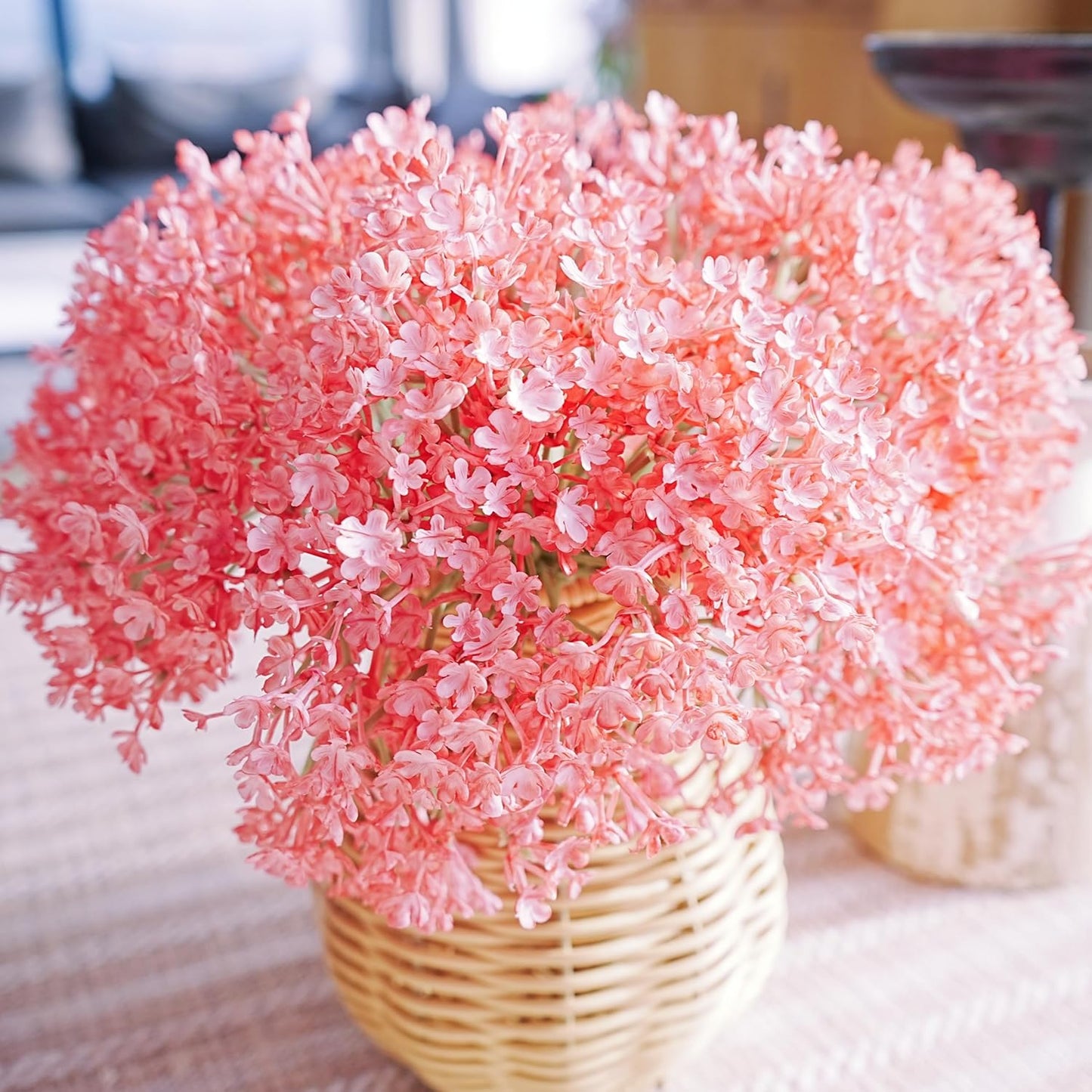 Babys Breaths Artificial Flower Bouquets, 12 Pcs Small Fake Babys Breath Faux Gypsophila Flowers for Home Office Party Decor, Baby Shower, Bridal Wedding Bouquet, Table Centerpieces