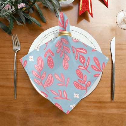 Pink Dotted Branches Pattern Cloth Napkins, Reusable Table Napkins for Parties, Home, Party Dinner Decoration, Washable, 20" x 20"