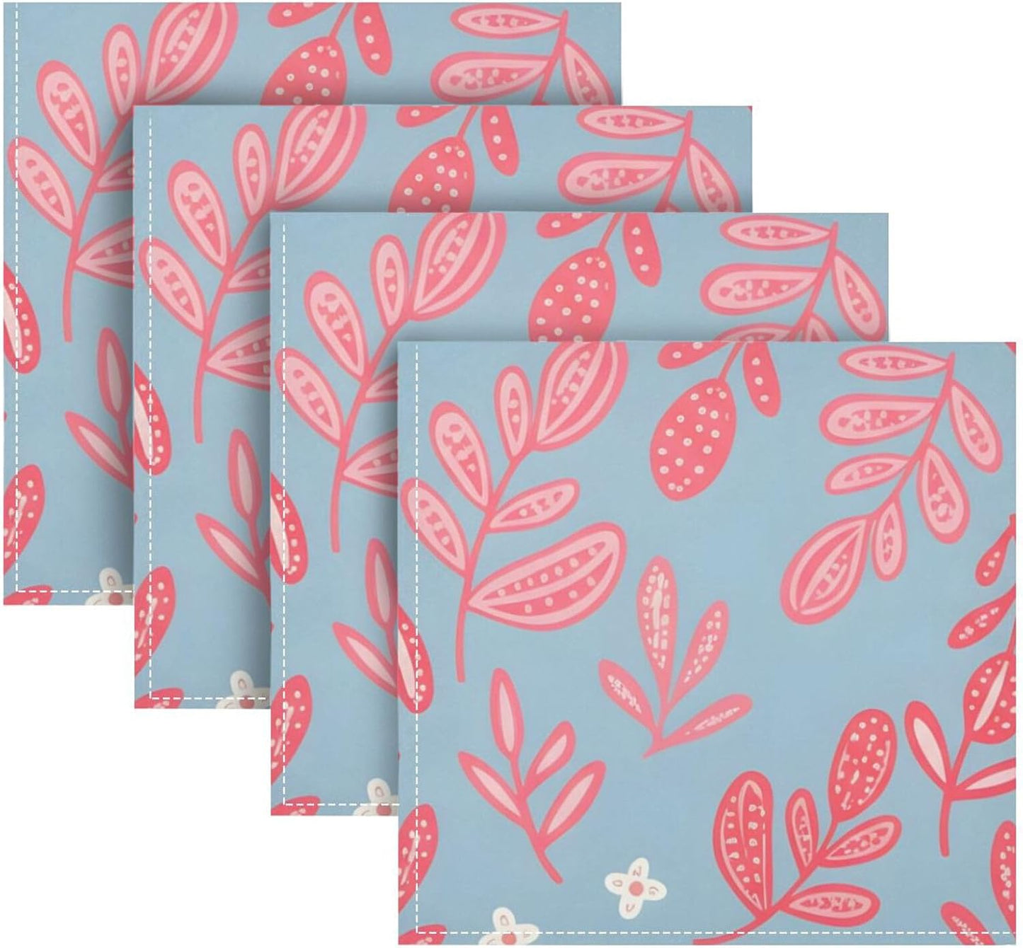 Pink Dotted Branches Pattern Cloth Napkins, Reusable Table Napkins for Parties, Home, Party Dinner Decoration, Washable, 20" x 20"