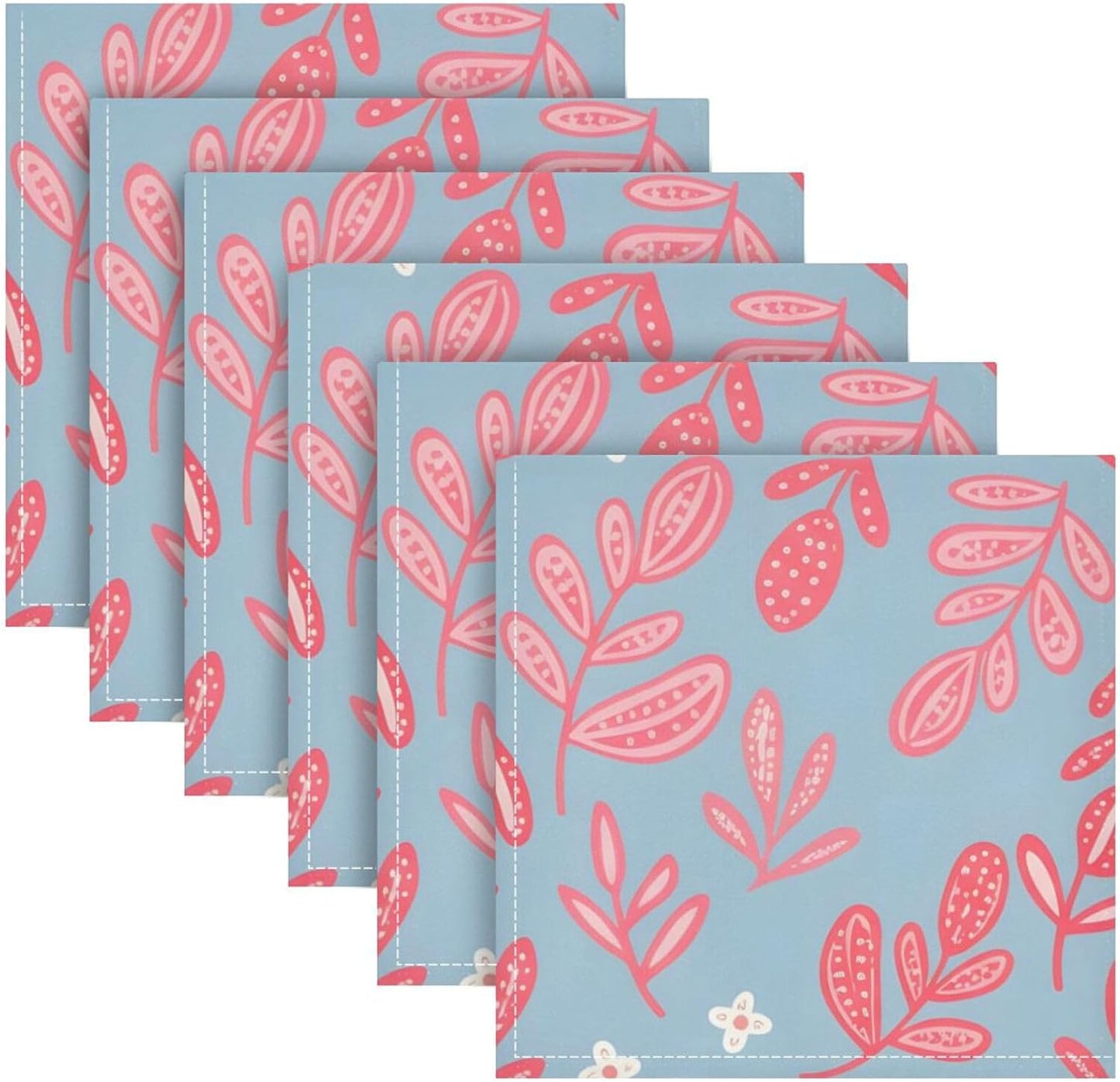 Pink Dotted Branches Pattern Cloth Napkins, Reusable Table Napkins for Parties, Home, Party Dinner Decoration, Washable, 20" x 20"