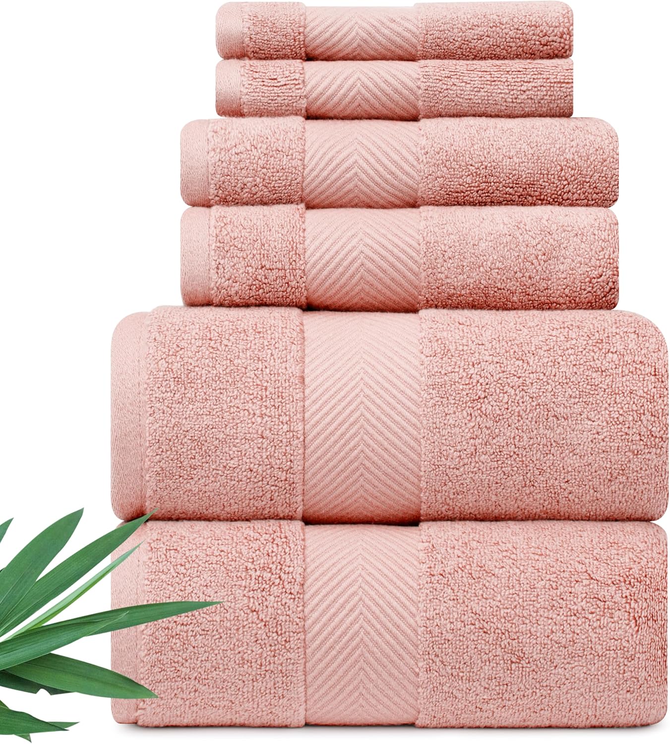 Alusa Home Ultra Soft & Plush Viscose from Bamboo Bath Towels - 700 GSM Luxury Bath Towels - 6 Piece Set - Super Absorbent & Quick Drying (Blush Pink)