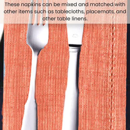 Cotton Clinic Dinner Napkins Famhouse Style 100% Cotton 18x18 Inch Set of 4 - Soft Durable Reusable Table Napkins for Dining Wedding Parties Holidays Easter and Everyday Use Cloth Napkins Coral Peach