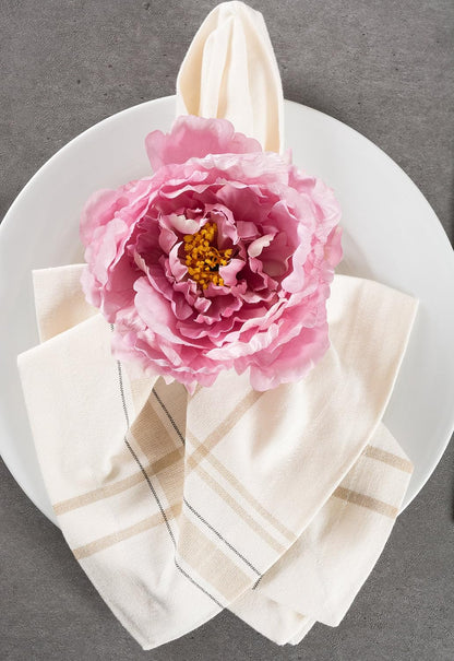 DII Beautiful Peony Flower Napkin Rings Pink, 4 Piece
