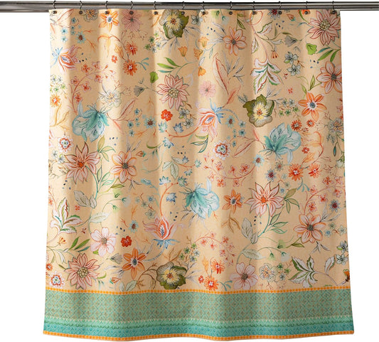 Maison d' Hermine Shower Curtain 100% Cotton One Panel 70"x72" Washable Fabric Shower Curtains for Bathroom, Easy Hanging with 12 Button Holes - Home Hotel Resort Spring Summer - Luxury Loft - Peach