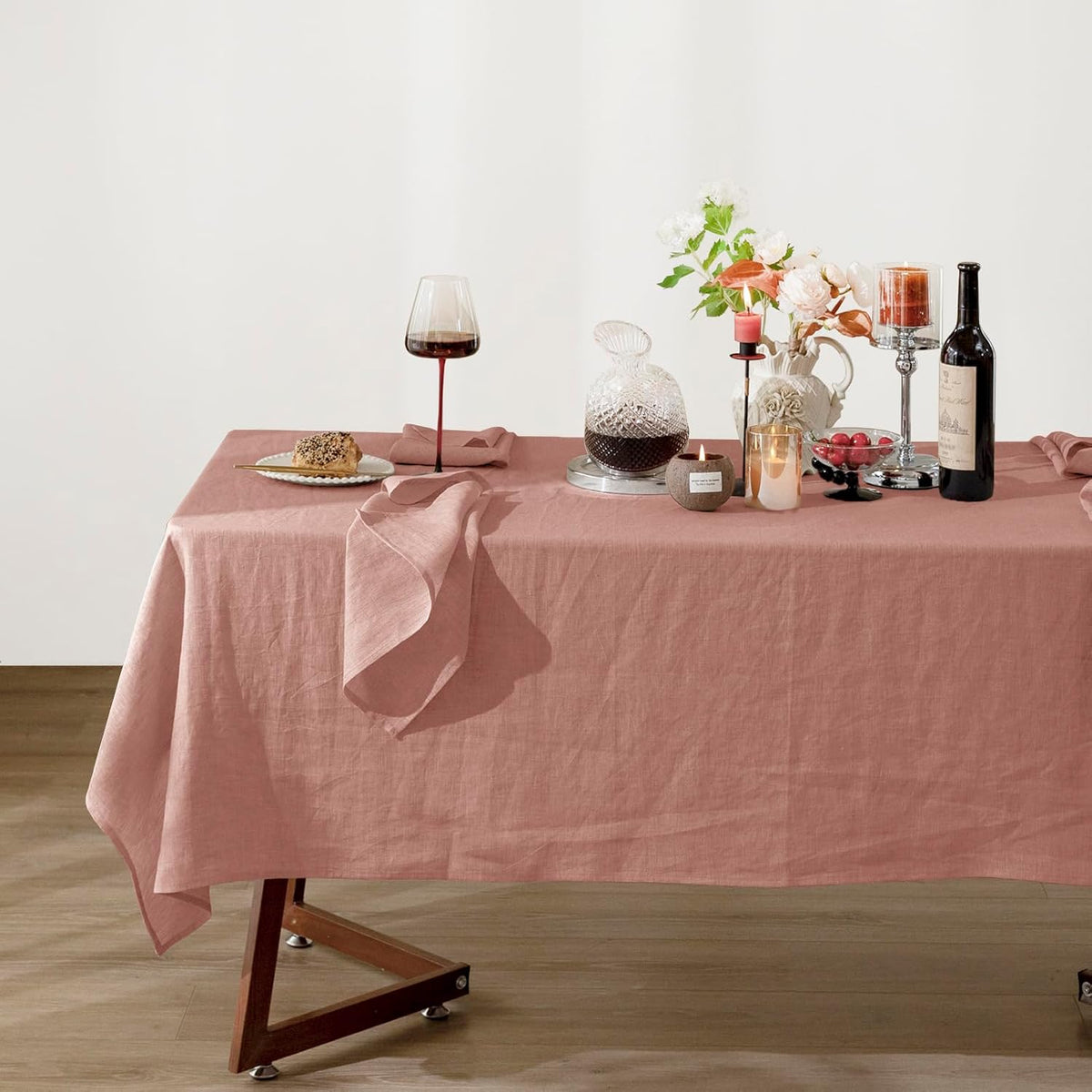 100% Linen Tablecloth Rectangle 60x84 Stone Washed Dining Cover
