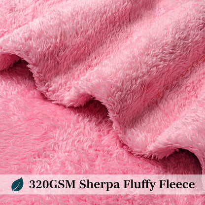 PAVILIA Sherpa Throw Blanket for Couch Sofa Bed, Pink Fluffy Plush Fleece Microfiber Blanket, Lightweight Soft Cozy Reversible Throw, All Season Home Decor Gift, 50x60 Inches