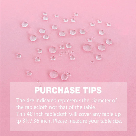FOLINS&HOME Pink Round Tablecloth 48 Inch Waterproof Heavy Duty Wrinkle Free Polyester Fabric Table Cloth, Spillproof Washable Table Cover for Parties, Camping, Picnic, Banquet, Indoor and Outdoor Use