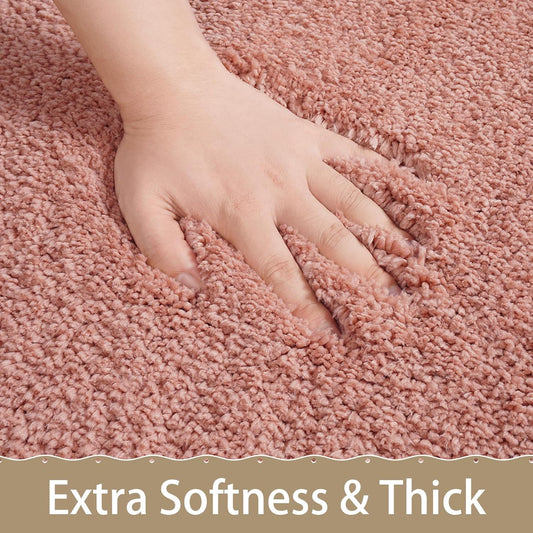 AROGAN Luxury Long Bathroom Runner Rug, 24x60 Inch Thick Soft and Absorbent Microfiber Non Slip Bath Mat, Rubber Backing Quick Dry Rugs Carpets, Machine Washable Plush Mats for Shower Floor, Pink