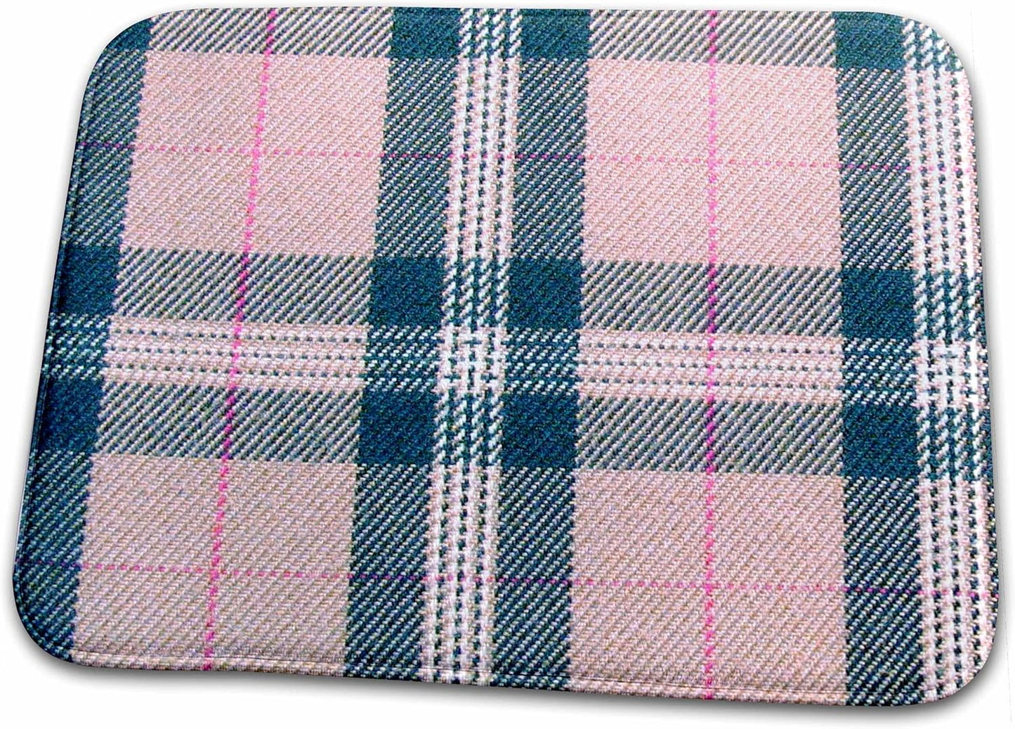 3dRose Bathroom Bath Rug Mat - Pink Tartan Pattern - Girly Preppy Plaid Checked Peach Black - Fashionable Stylish Checkered Checks Tartans