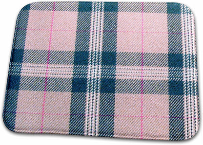 3dRose Bathroom Bath Rug Mat - Pink Tartan Pattern - Girly Preppy Plaid Checked Peach Black - Fashionable Stylish Checkered Checks Tartans