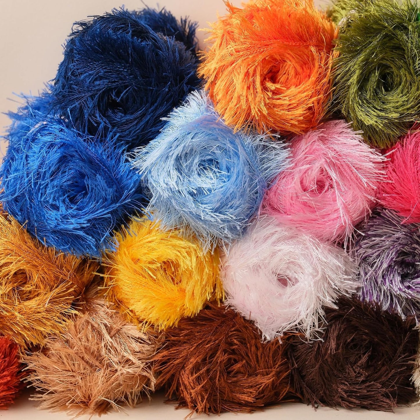Makromecity Eyelash Yarn – Fuzzy Fun Fur Yarn, 3.53 Oz (100g) 150 yd (140m), Weight 3 Light, Premium Polyester Novelty Feather Yarn for Scarves, Amigurumi, Plush Toys & Craft (Pink, 3 Skeins)