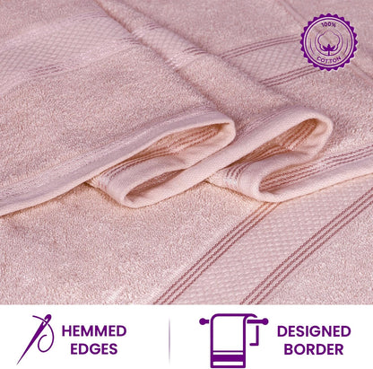 Casa Lino 100% Cotton Bath Towels Set of 4 (1 Bath Towel, 1 Hand Towel & 2 Wash Cloths) - Bathroom Towels and Washcloths Set - Complete Bathroom Set - Guest Room Essentials - (Blush Pink)