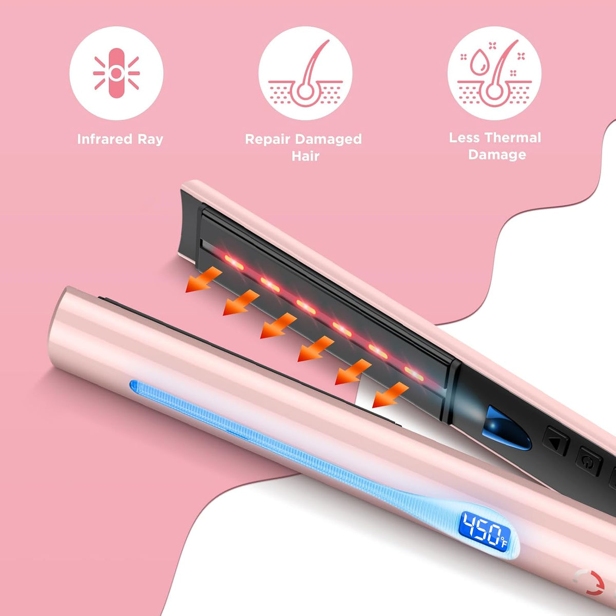 IG Infrared Titanium Flat Iron Hair Straightener 1 Inch