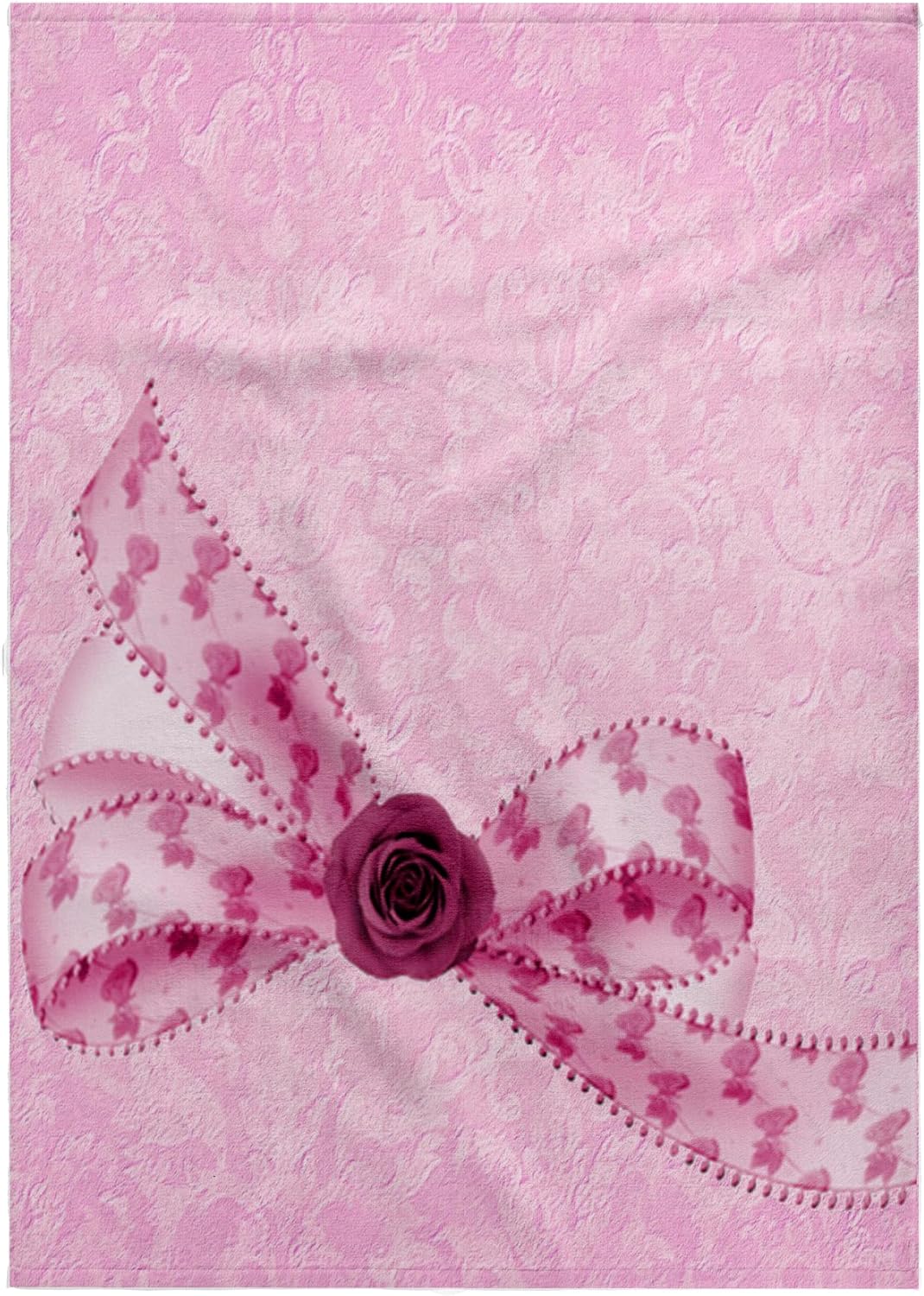 Pink Roses Bow on Pastel Grunge Damask 22x30 Bath Hand Pool Towel