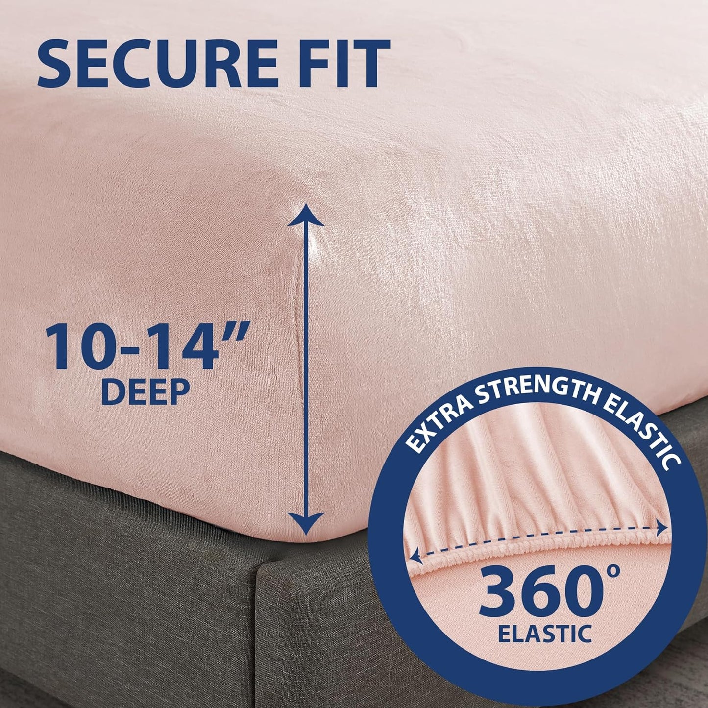 Cathay Home Twin Fitted Sheet, 12" Deep Pocket Ultra Soft Thick Plush Microfiber, All Season Cozy Warmth, Blush