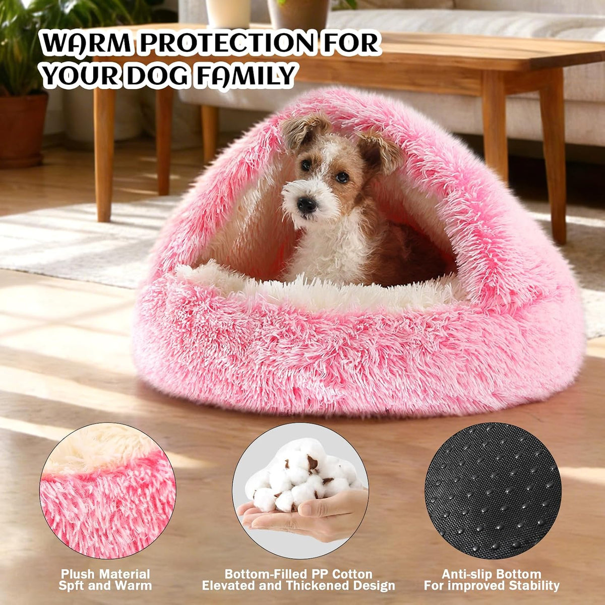 Hooded Donut Bed, Calming Cave for Cats & Small Dogs