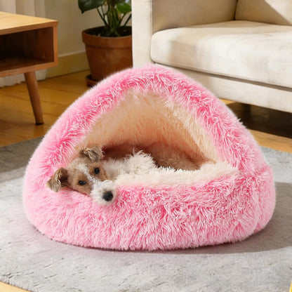 Hooded Donut Bed, Calming Cave for Cats & Small Dogs