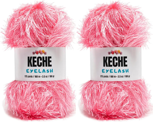 Eyelash Fun Fur Yarn - Premium Soft Crochet Yarn DIY Hand Knitting 100% Polyester 175 Yds 3.53 Oz (Pack of 2) - Baby Pink